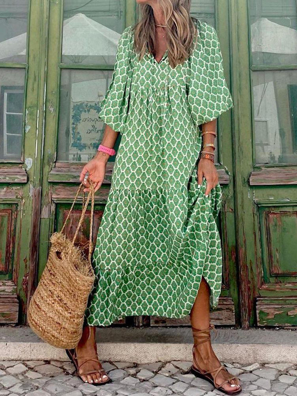 AVELOR Bohemia Print Maxi Dress