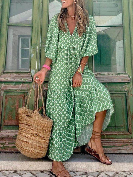 AVELOR Bohemia Print Maxi Dress