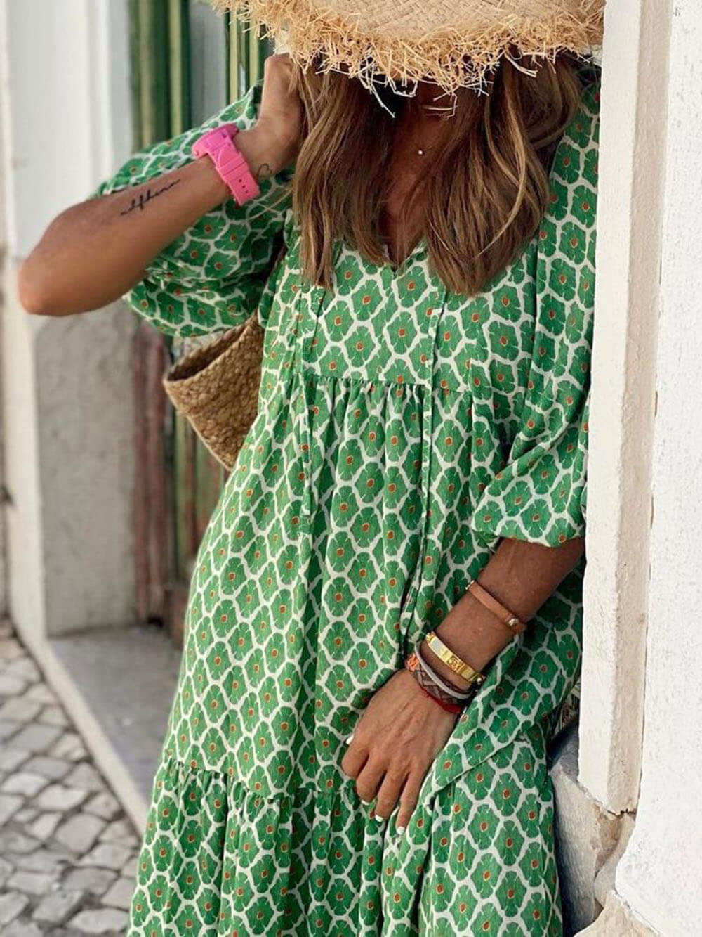 AVELOR Bohemia Print Maxi Dress