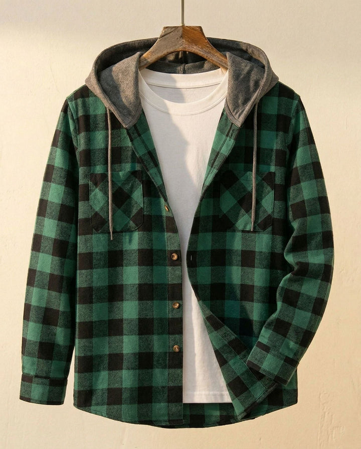 Santiago Kariertes Overshirt mit Kapuze
