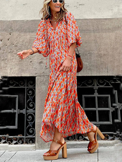 AVELOR Bohemia Print Maxi Dress