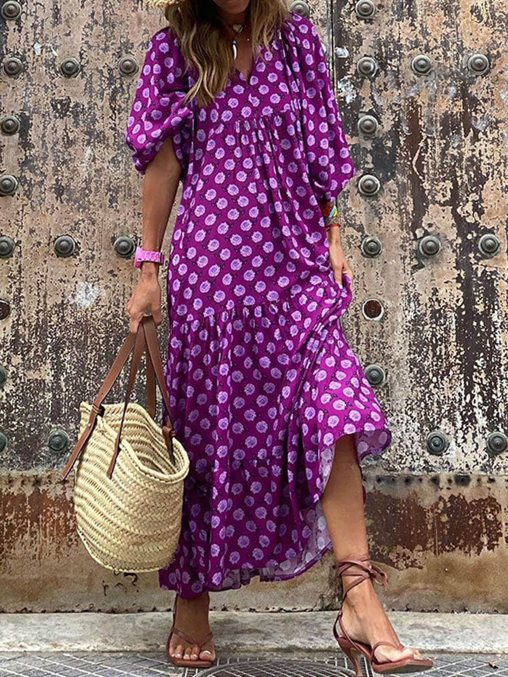 AVELOR Bohemia Print Maxi Dress