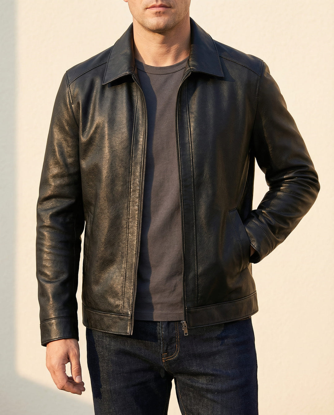 Alessandro Jacke in Leder-Optik