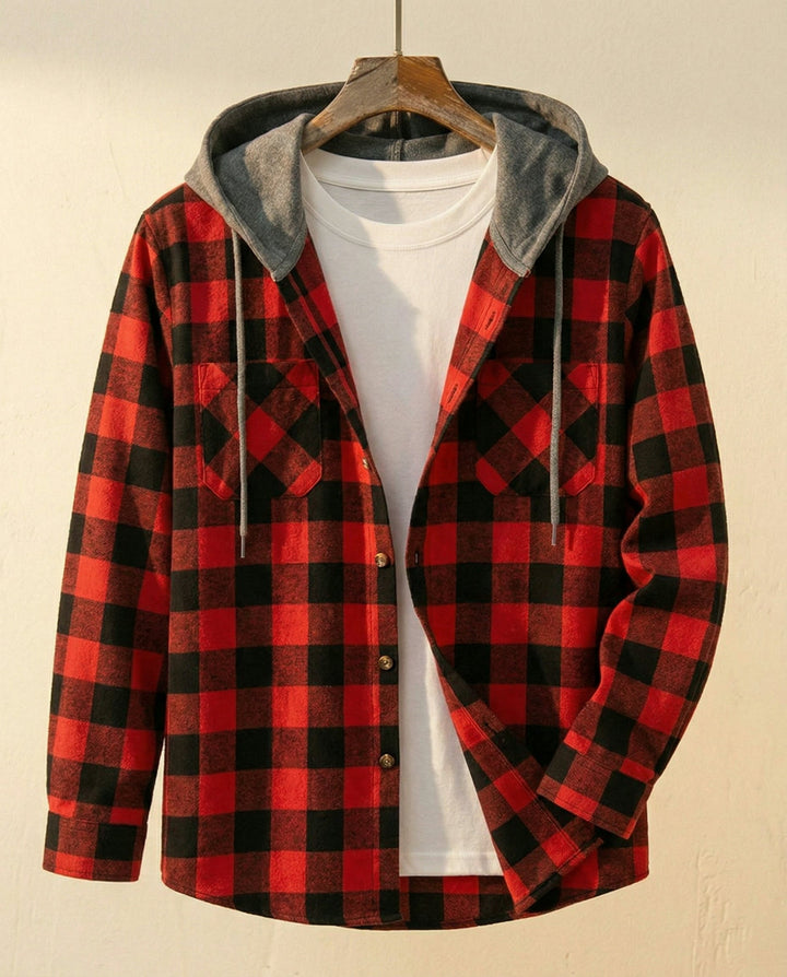 Santiago Kariertes Overshirt mit Kapuze