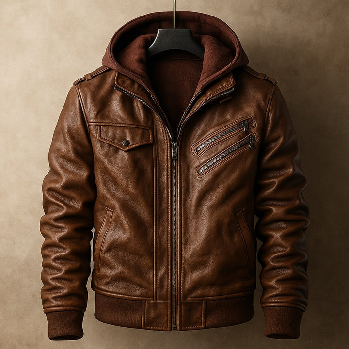 Leonardo Lederjacke mit Kapuze