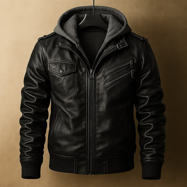 Leonardo Lederjacke mit Kapuze