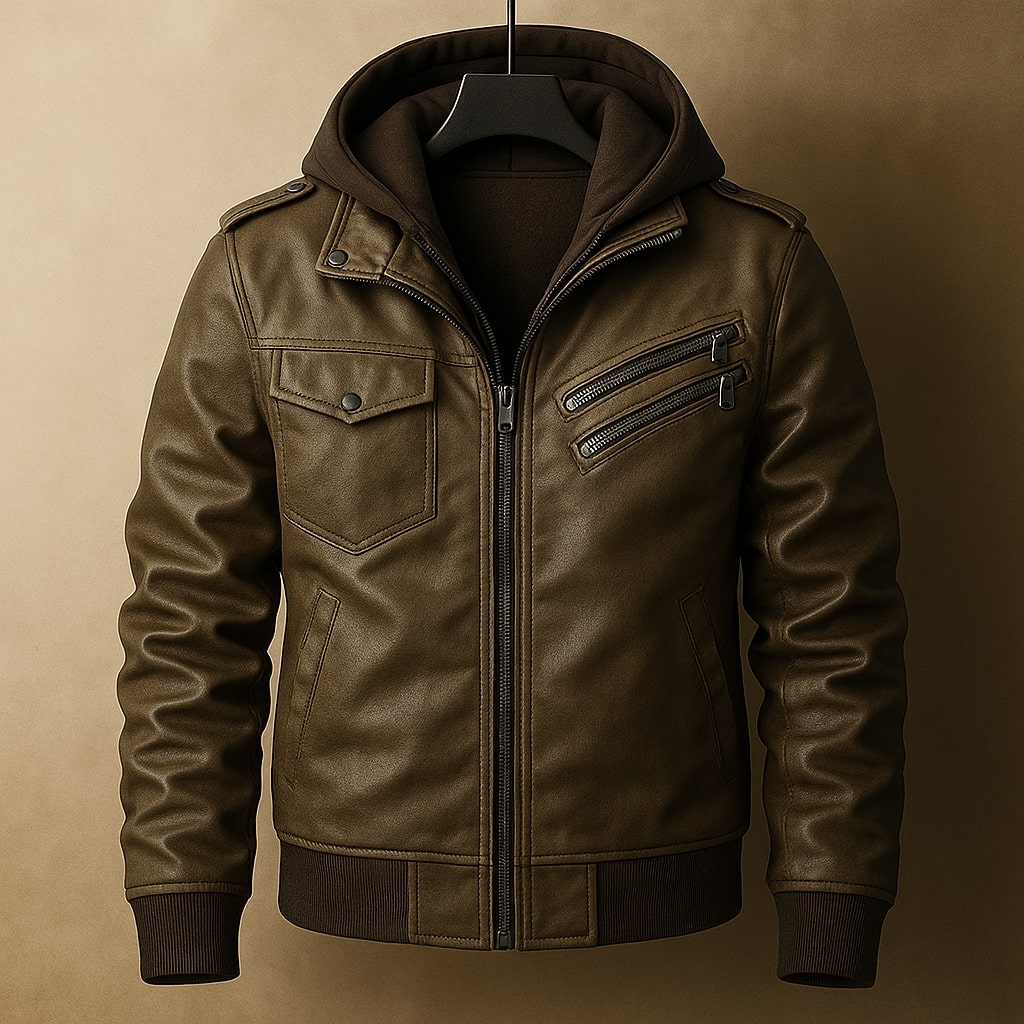 Leonardo Lederjacke mit Kapuze