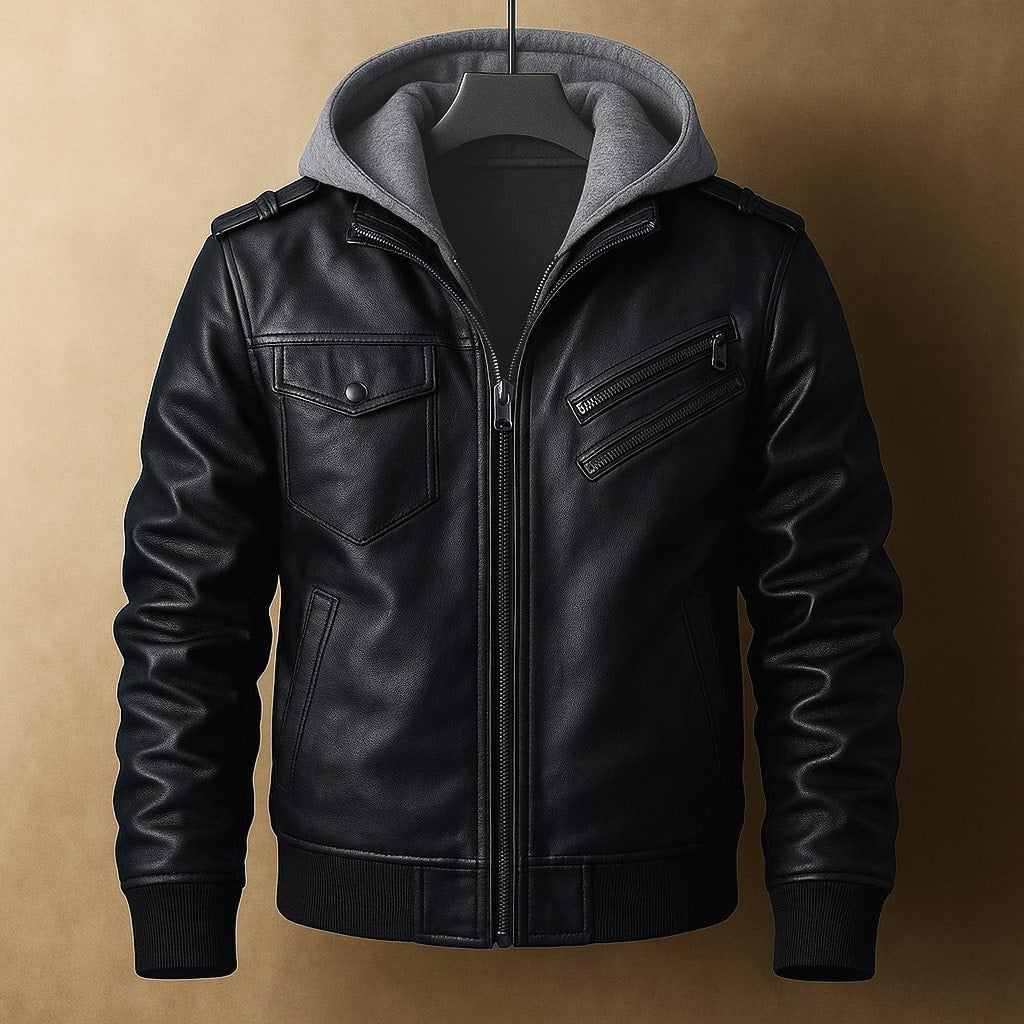 Leonardo Lederjacke mit Kapuze