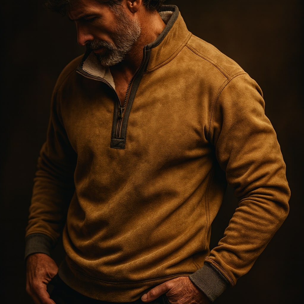 Stefano Fleece-Pullover mit kurzem Reißverschluss