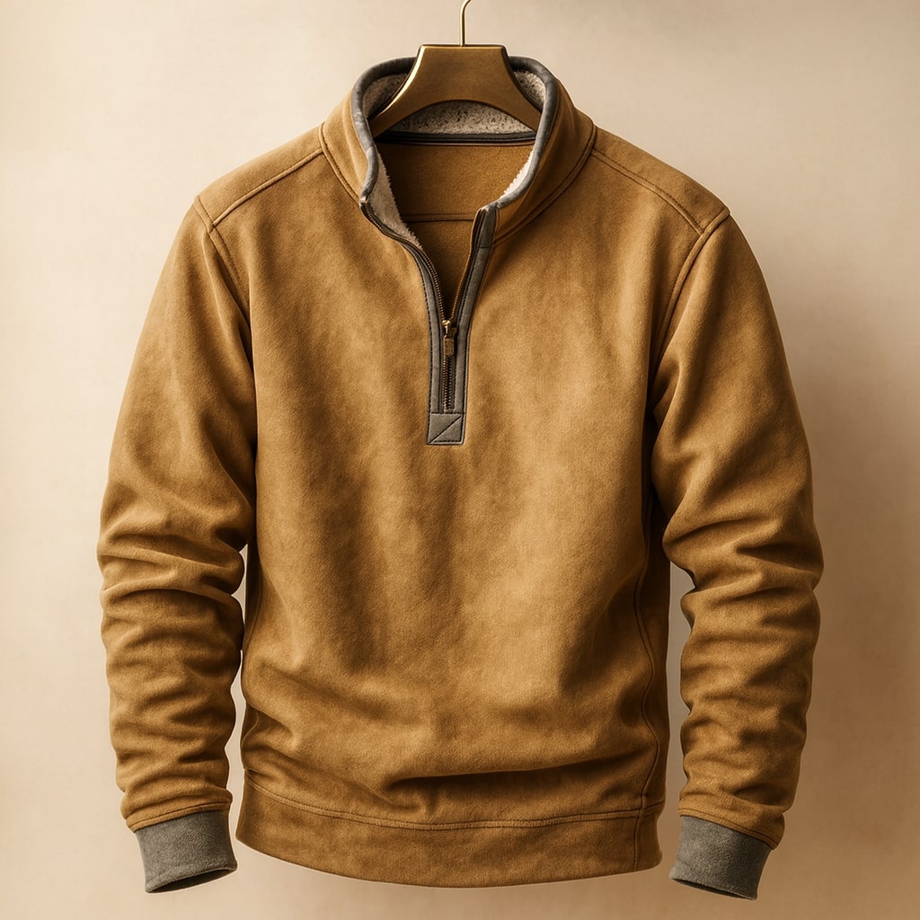 Stefano Fleece-Pullover mit kurzem Reißverschluss