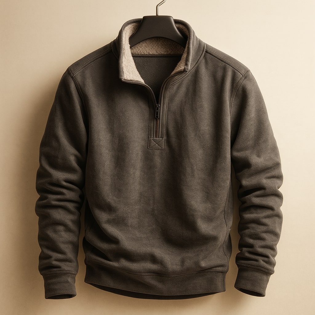 Stefano Fleece-Pullover mit kurzem Reißverschluss
