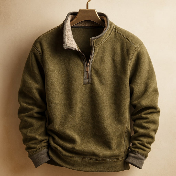 Stefano Fleece-Pullover mit kurzem Reißverschluss