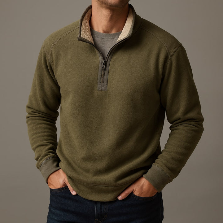 Stefano Fleece-Pullover mit kurzem Reißverschluss