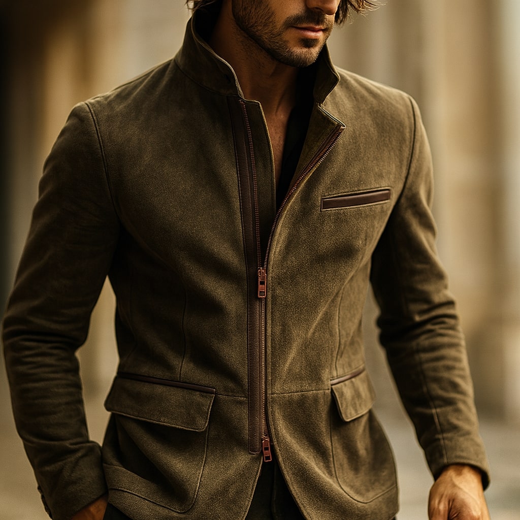 Vittorio Wildleder-Optik-Jacke mit Reißverschluss