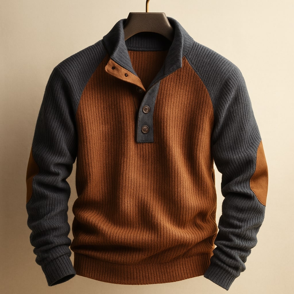 Ettore Strukturierter Henley-Pullover