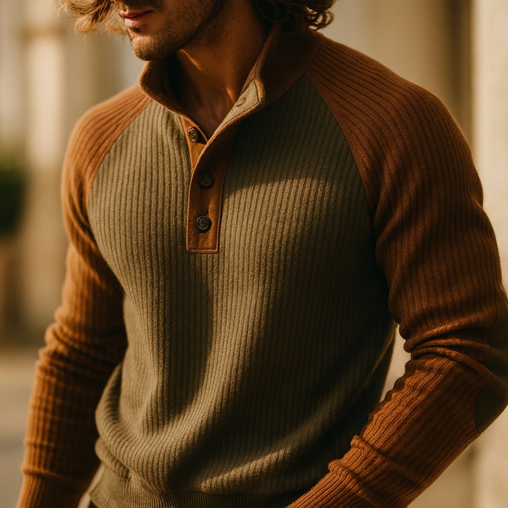 Ettore Strukturierter Henley-Pullover
