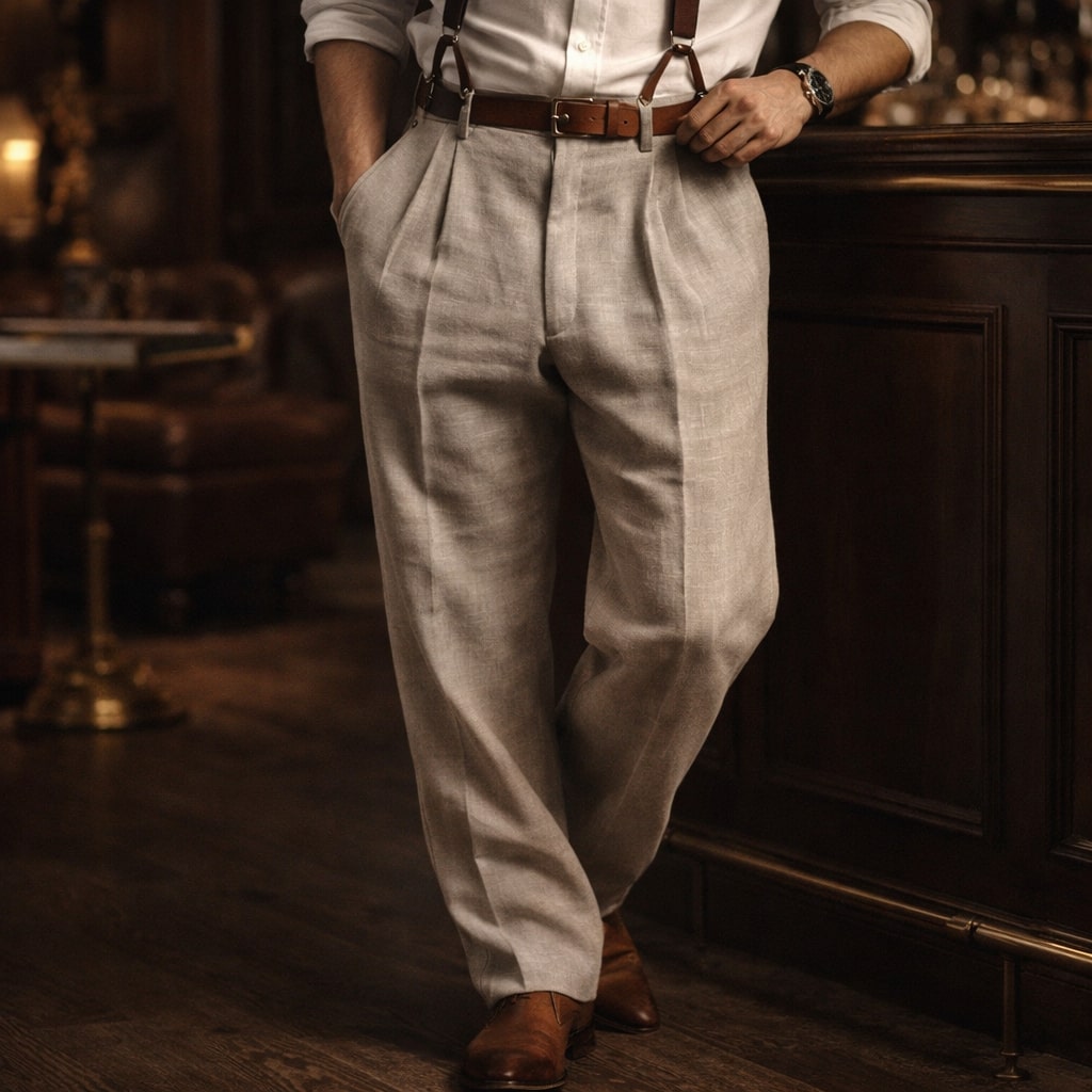 Lorenzo Bundfaltenhose aus Baumwolle