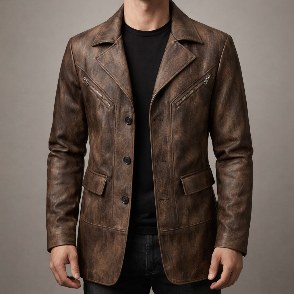 Riccardo Strukturierte Lederjacke