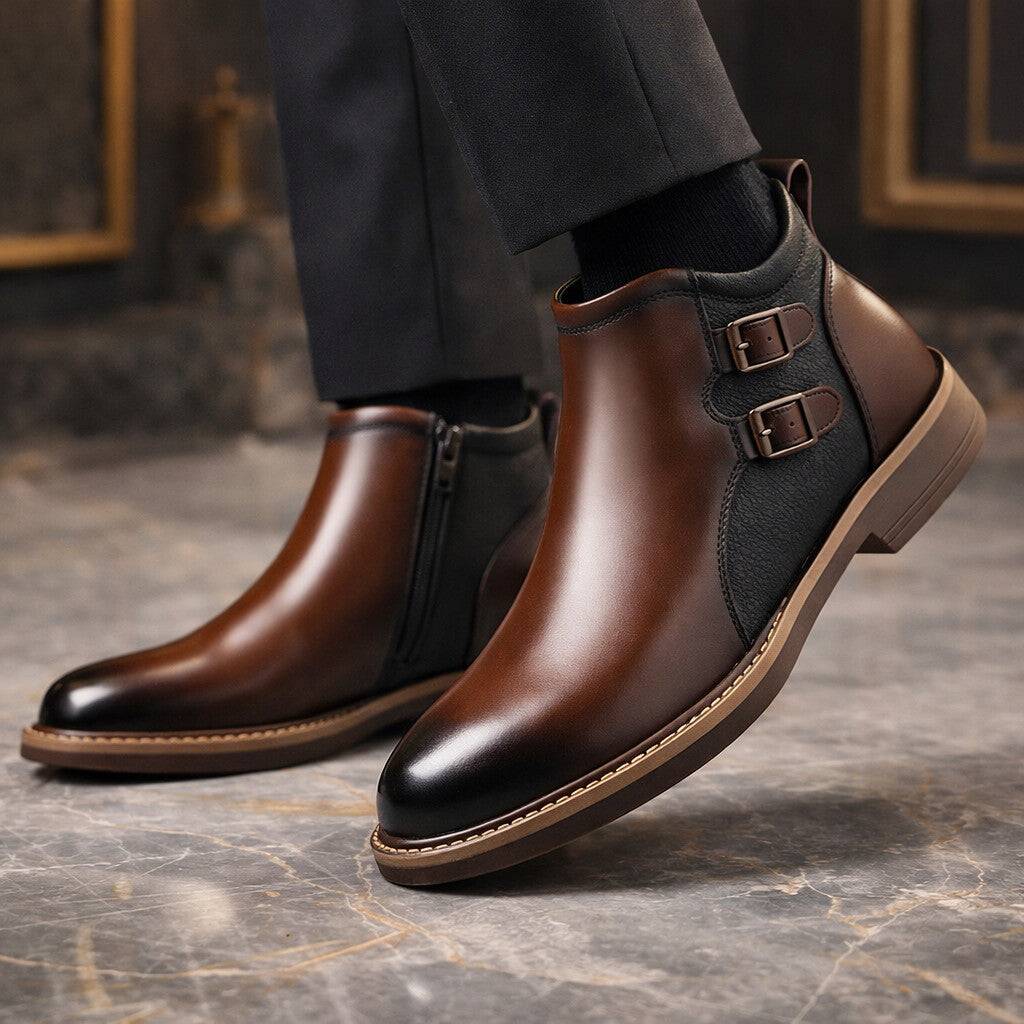 Matteo Leder-Stiefeletten