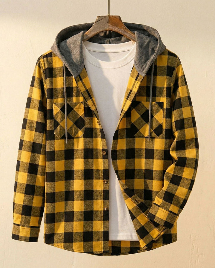 Santiago Kariertes Overshirt mit Kapuze