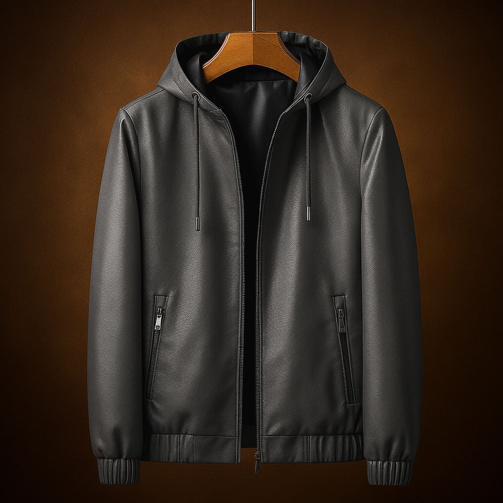 Leonis Lederjacke mit Kapuze