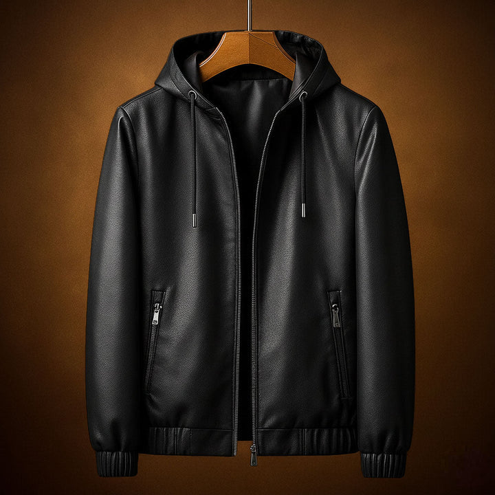 Leonis Lederjacke mit Kapuze
