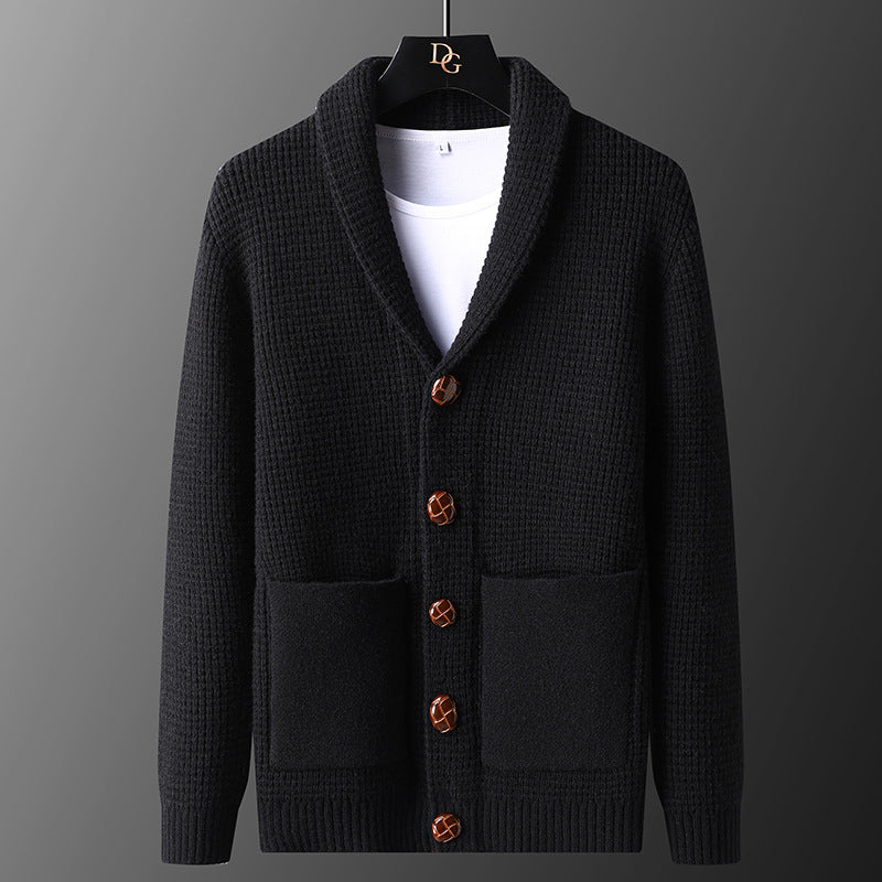 Lorenzo Waffelstrick-Strickjacke