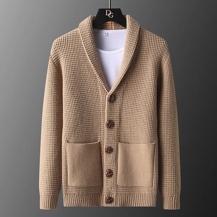 Lorenzo Waffelstrick-Strickjacke