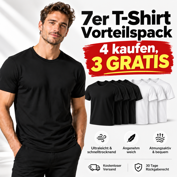 7er T-Shirt Vorteilspack – 4 kaufen, 3 gratis