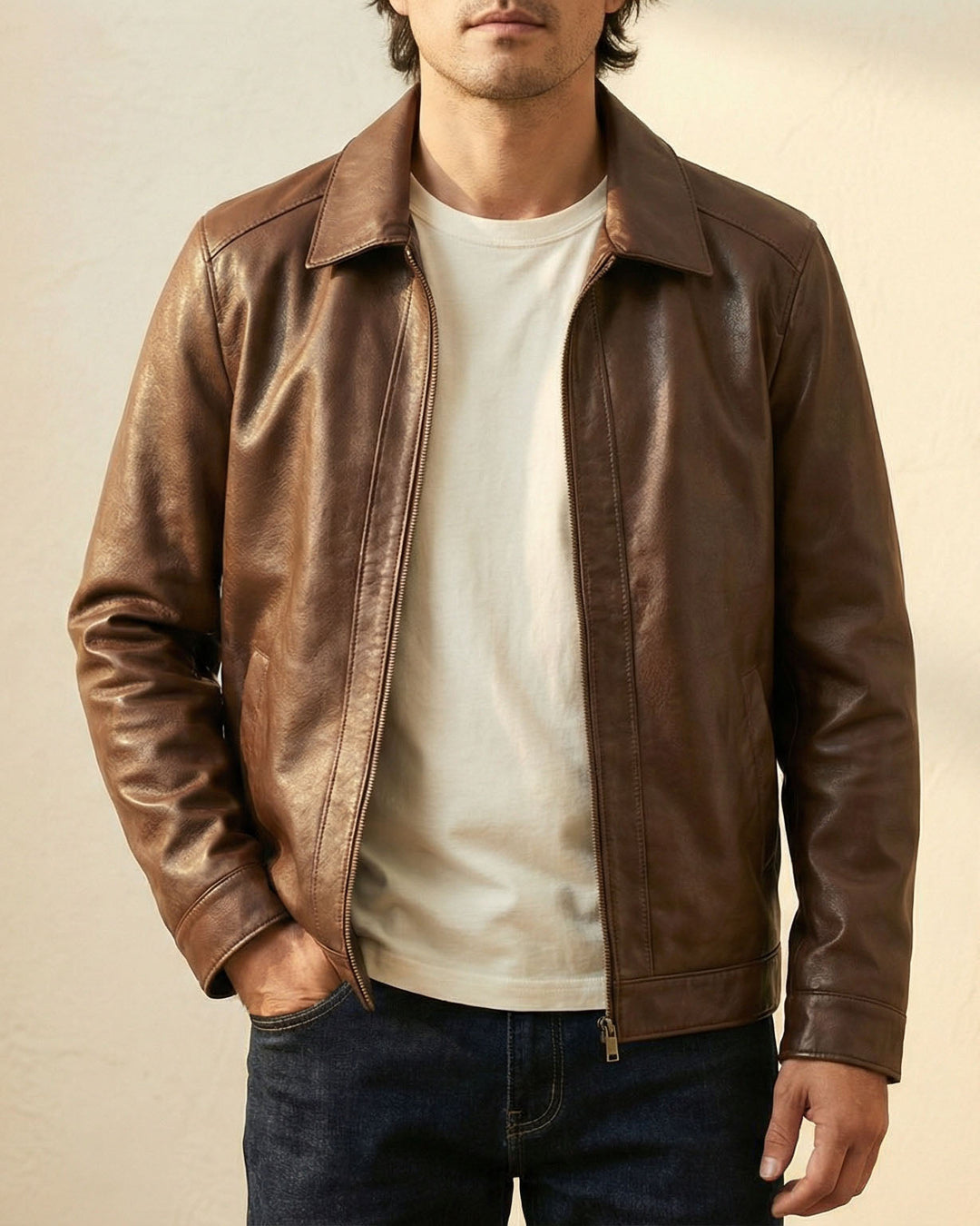 Alessandro Jacke in Leder-Optik