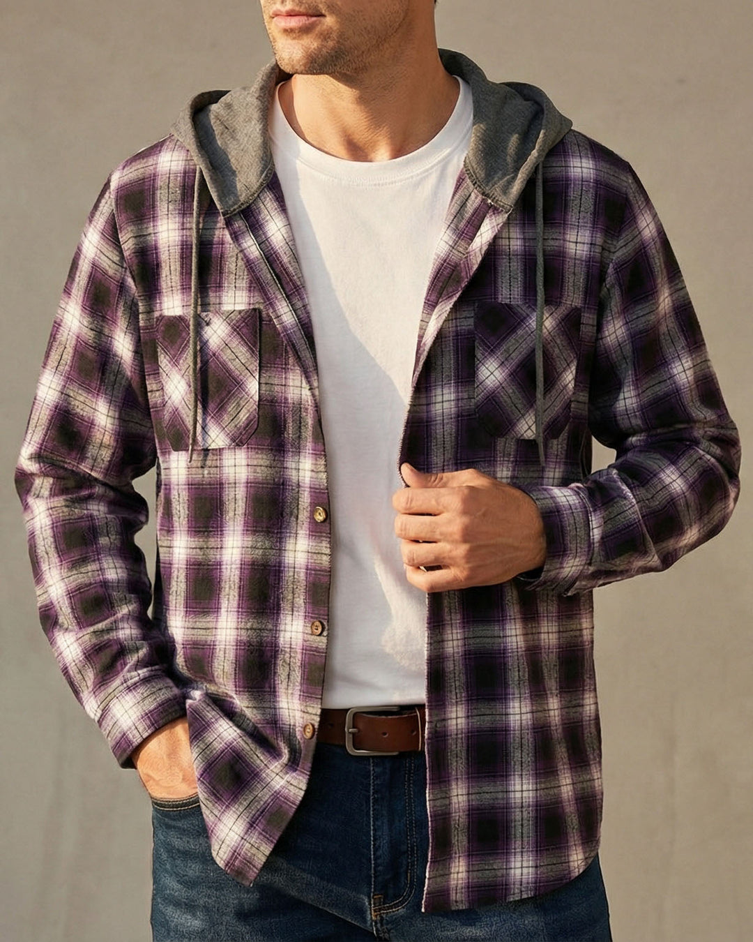 Santiago Kariertes Overshirt mit Kapuze