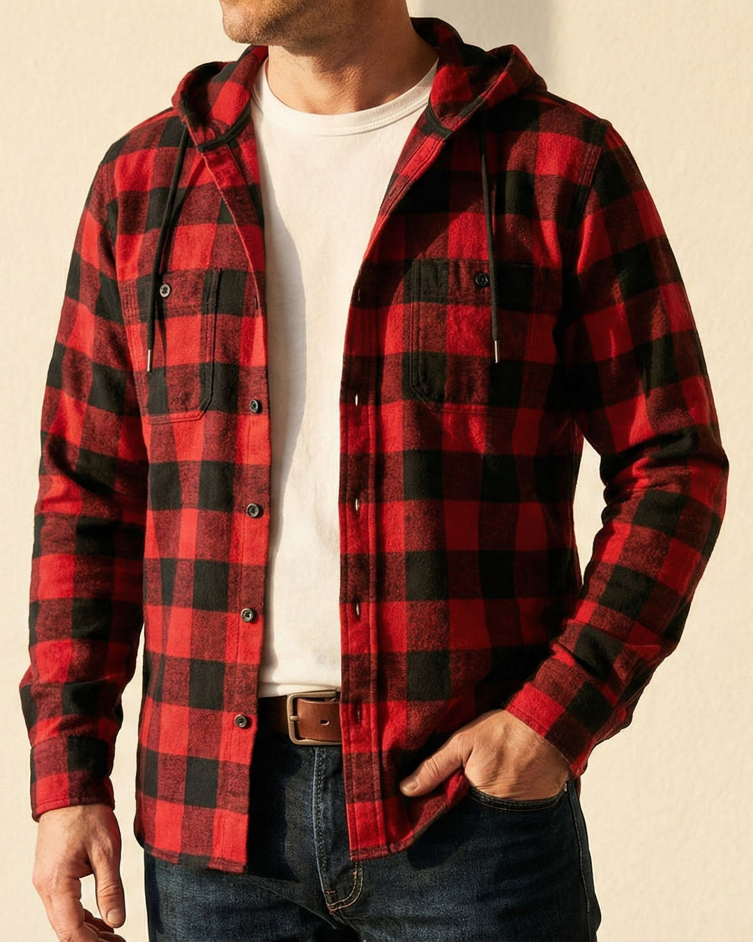 Santiago Kariertes Overshirt mit Kapuze