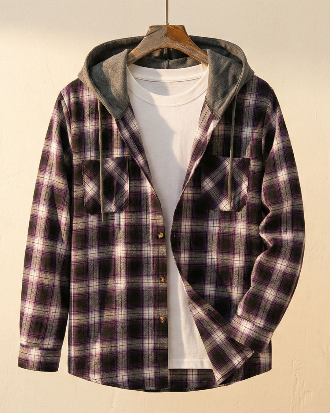 Santiago Kariertes Overshirt mit Kapuze