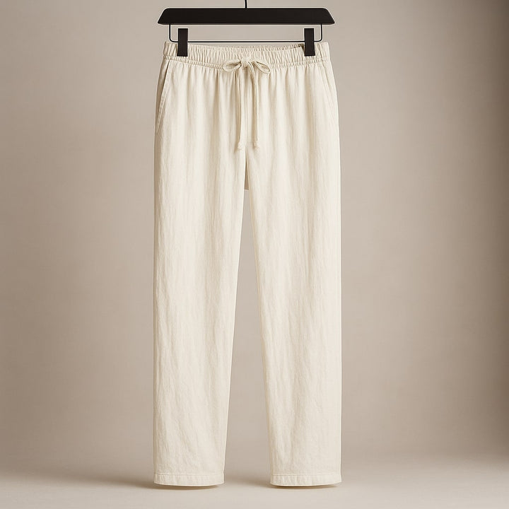 Cherubino Sommerliche Leinenhose mit Kordelzug