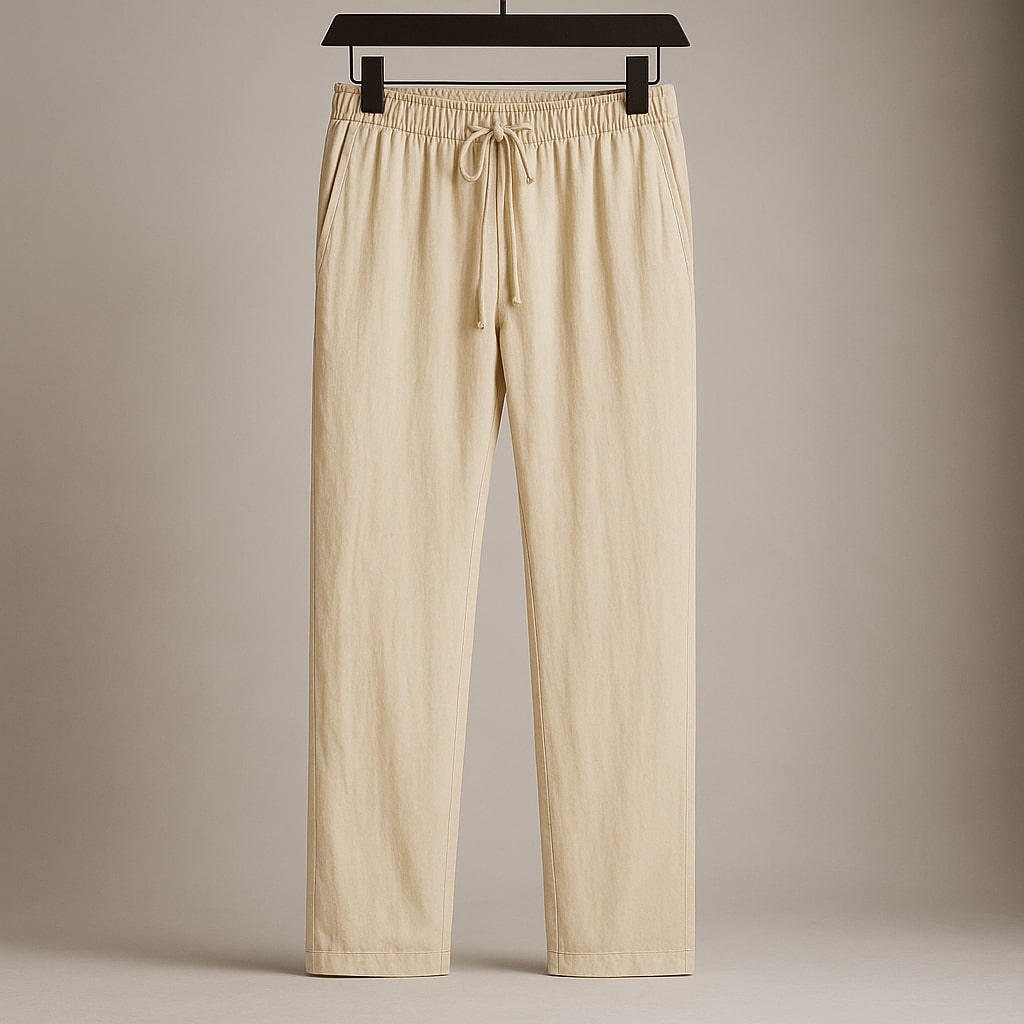 Cherubino Sommerliche Leinenhose mit Kordelzug