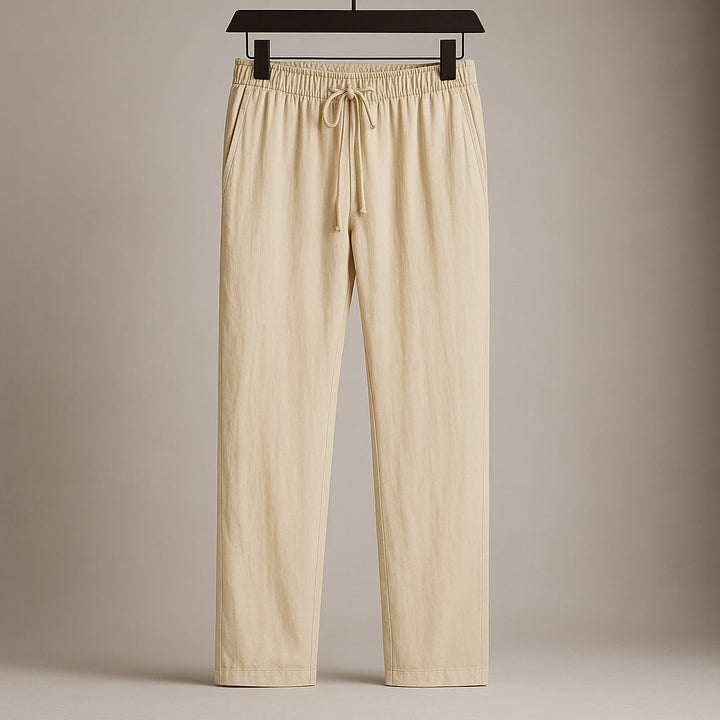 Cherubino Sommerliche Leinenhose mit Kordelzug