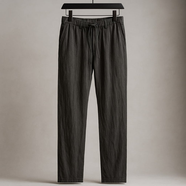 Cherubino Sommerliche Leinenhose mit Kordelzug