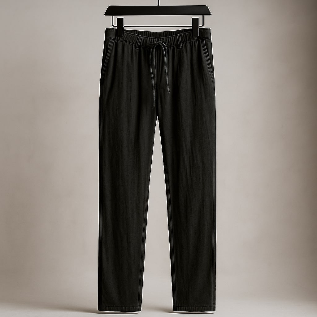 Cherubino Sommerliche Leinenhose mit Kordelzug