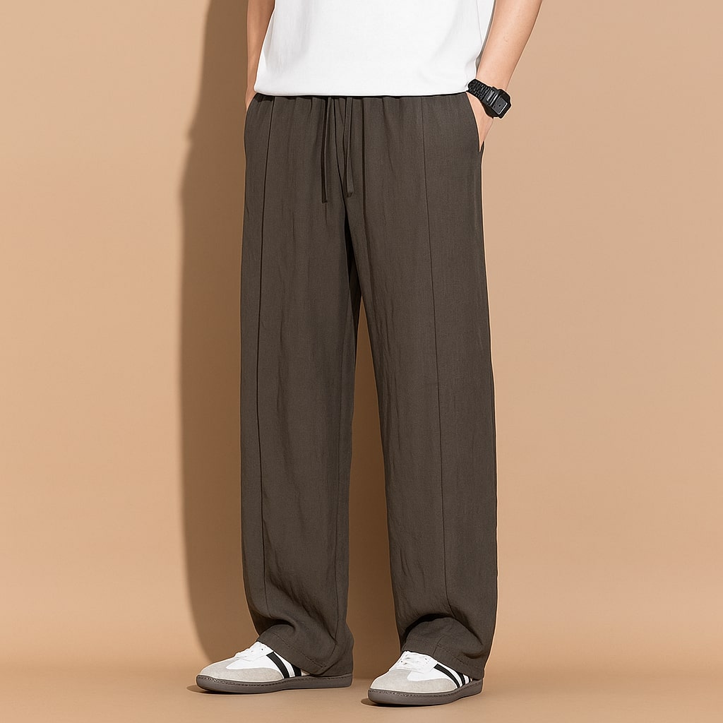 Cherubino Sommerliche Leinenhose mit Kordelzug
