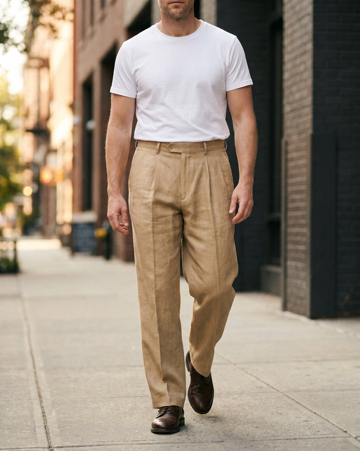 Ercole Bundfaltenhose aus Leinen