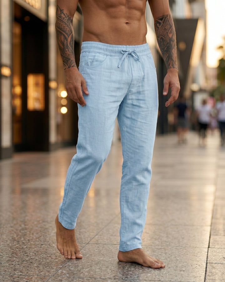 Gennaro Lockere Leinenhose mit Kordelzug