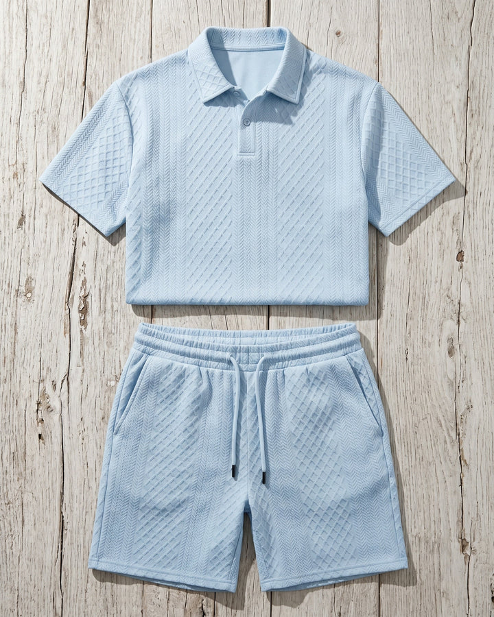 Giulio Set aus strukturiertem Poloshirt und Shorts