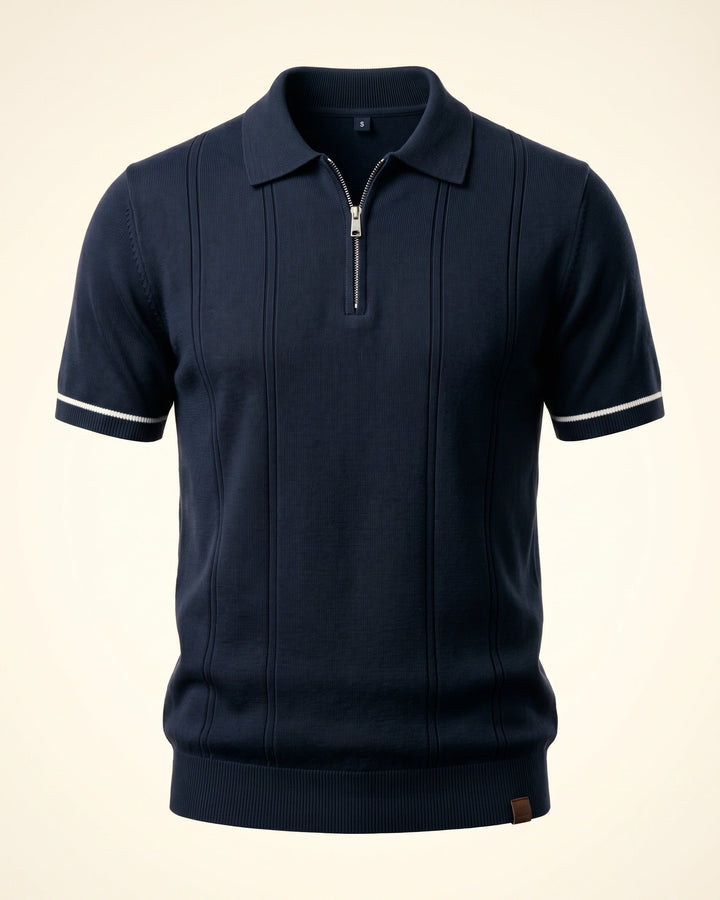 Valerio Strick-Poloshirt aus Viskose-Mix mit Half-Zip