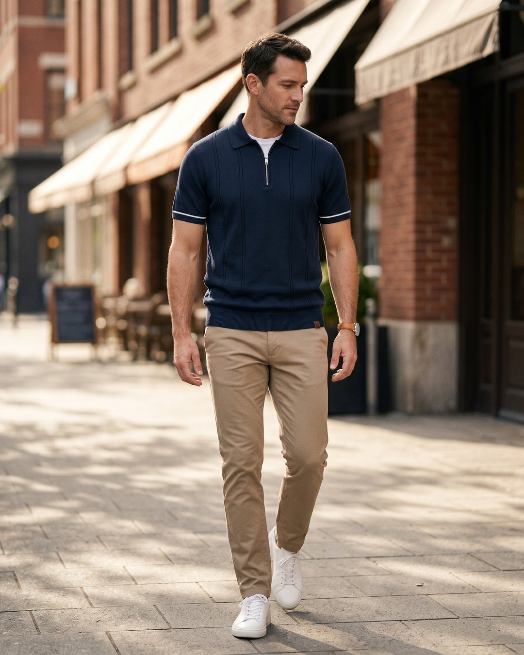 Valerio Strick-Poloshirt aus Viskose-Mix mit Half-Zip