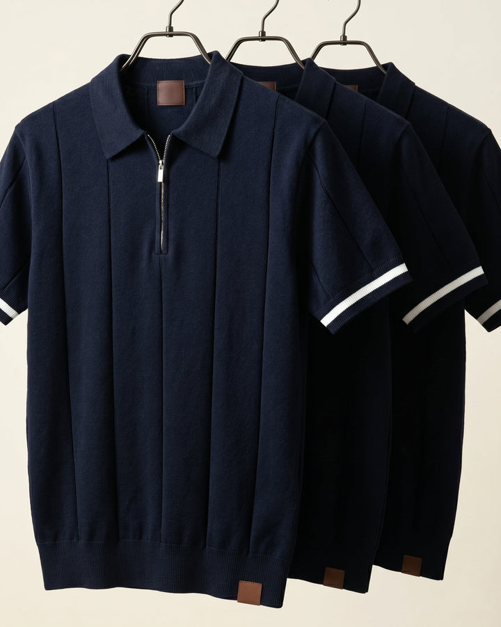 Valerio Strick-Poloshirt aus Viskose-Mix mit Half-Zip