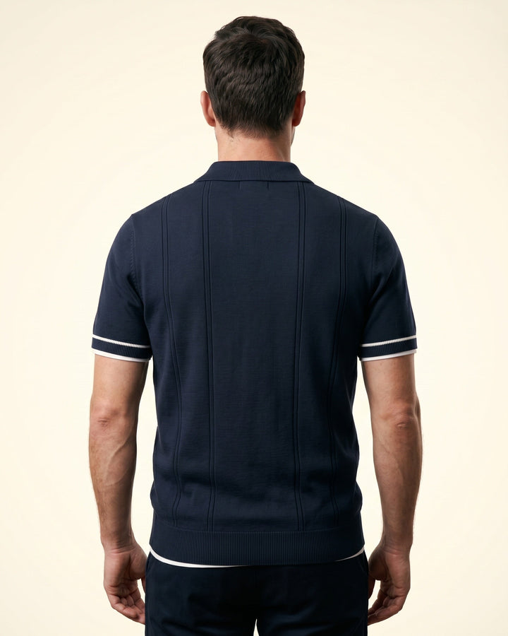 Valerio Strick-Poloshirt aus Viskose-Mix mit Half-Zip