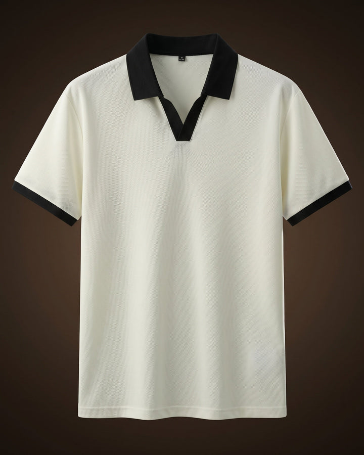 Zeno Poloshirt aus Nylon-Mix mit offenem Kragen