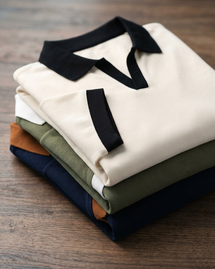 Zeno Poloshirt aus Nylon-Mix mit offenem Kragen