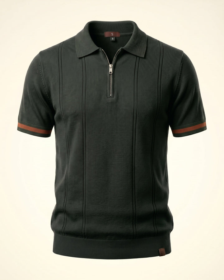 Valerio Strick-Poloshirt aus Viskose-Mix mit Half-Zip