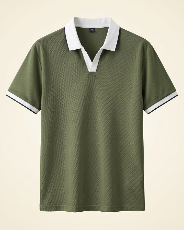 Zeno Poloshirt aus Nylon-Mix mit offenem Kragen